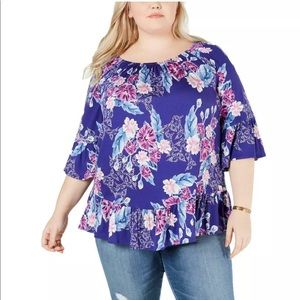 Style&co Spring Awakens  Plus 1X  Flounce Top